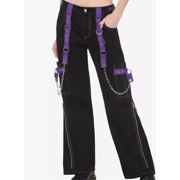 Tripp Black & Purple Street Pants Black/Purple Plus Size 17/38”  Nwot - Picture 1 of 10